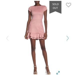 NWT Love Ady Pink Suede Dress Ruffle Hem